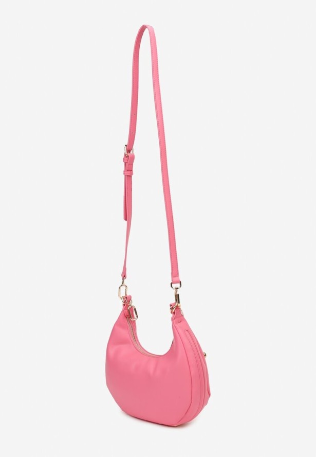 Fuksjowa Torebka na Ramię z Odpinanym Paskiem na Suwak Maristela