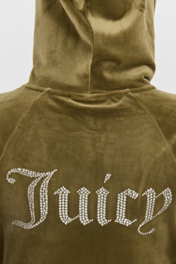 JUICY COUTURE Damska zielona bluza Madison Hoodie, Rozmiar S