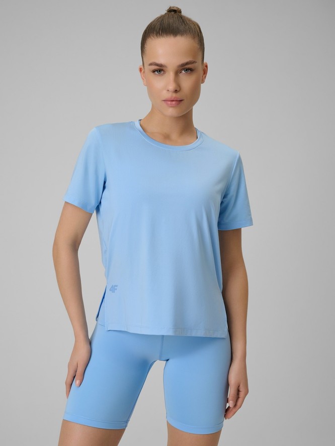 4F Koszulka treningowa loose szybkoschnąca damska - niebieska XS