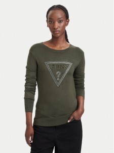 Guess Sweter W6YR28 Z0976 Zielony ciemny Regular Fit