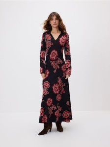 Wzorzysta sukienka z wiskozą - wielobarwny