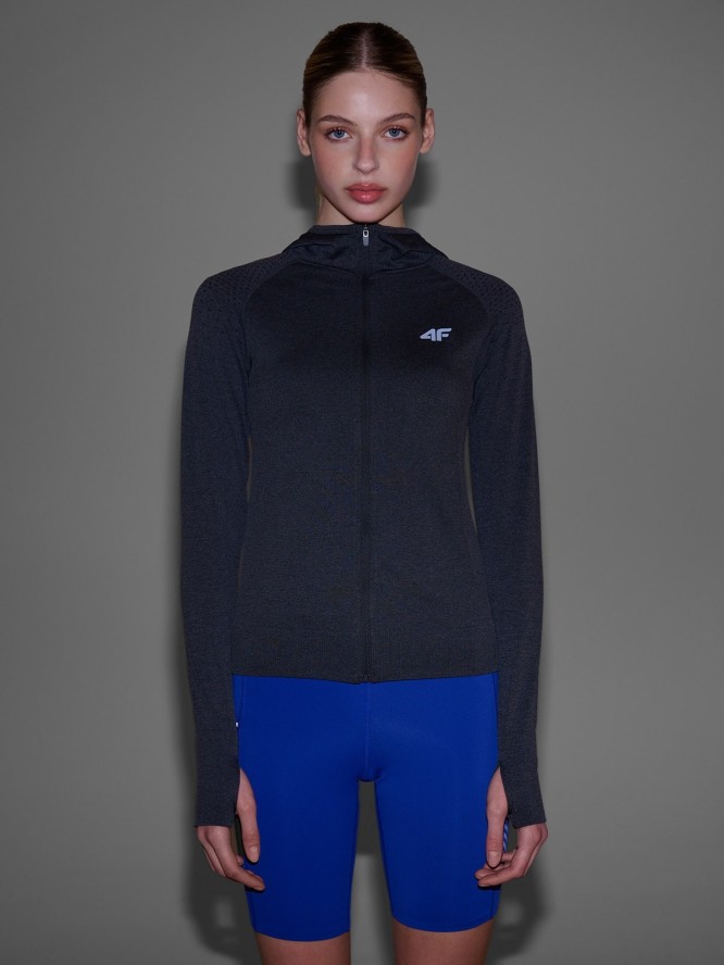 4F Bluza do biegania w terenie rozpinana z kapturem damska - szara M/L