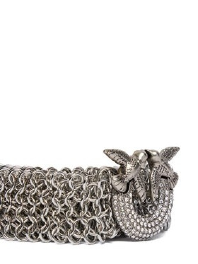 PINKO Pasek Damski Strass Buckle Belt H2 105878 A2X8 Srebrny