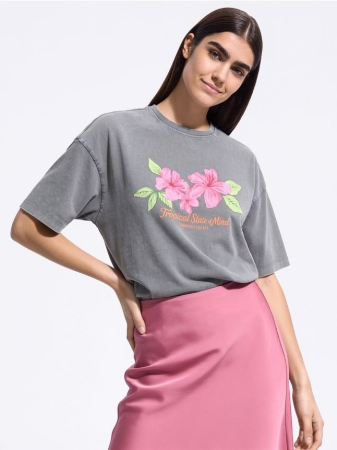 T-shirt z nadrukiem - ciemnoszary