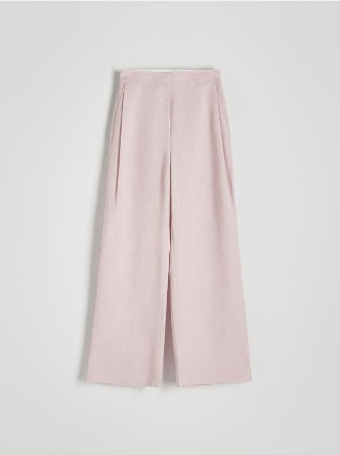 Spodnie z lnu i wiskozy - brudny róż