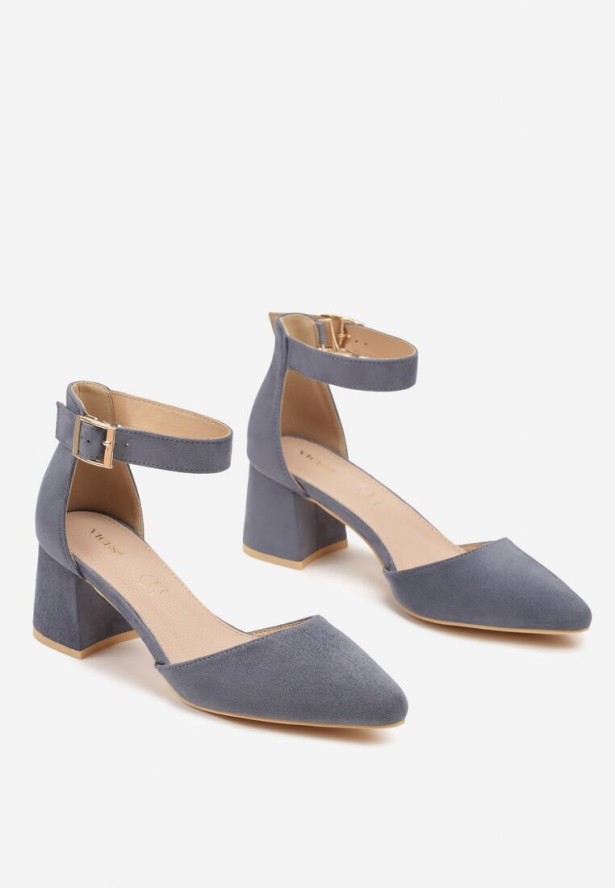 Niebieskie Czółenka Vices na Obcasie z Wkładką ze Skóry Naturalnej Nariri