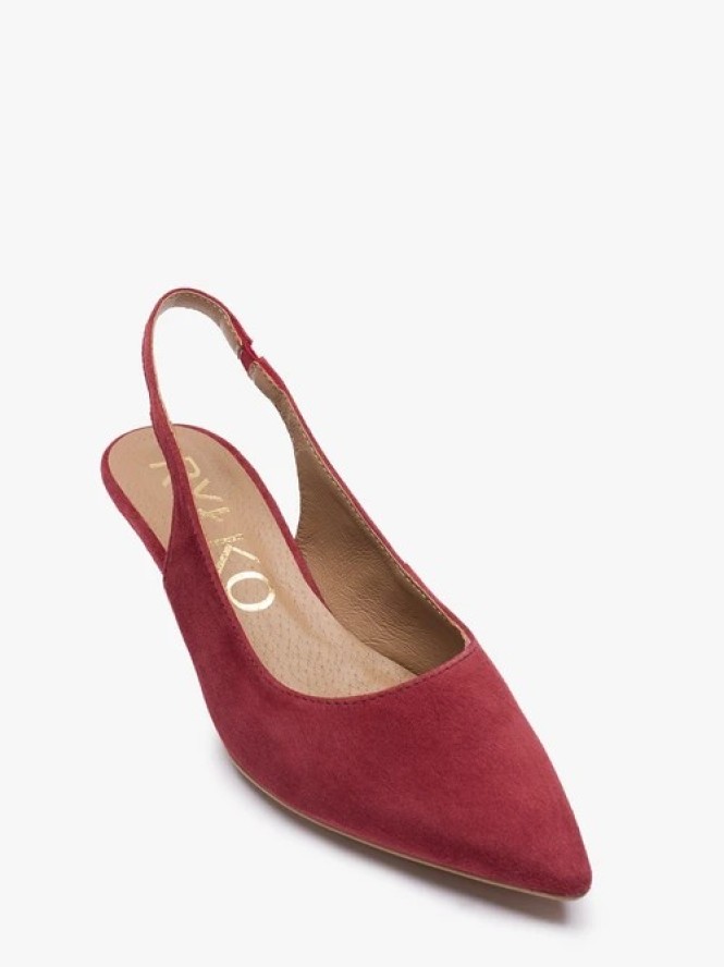 Bordowe czółenka bez pięty slingback
