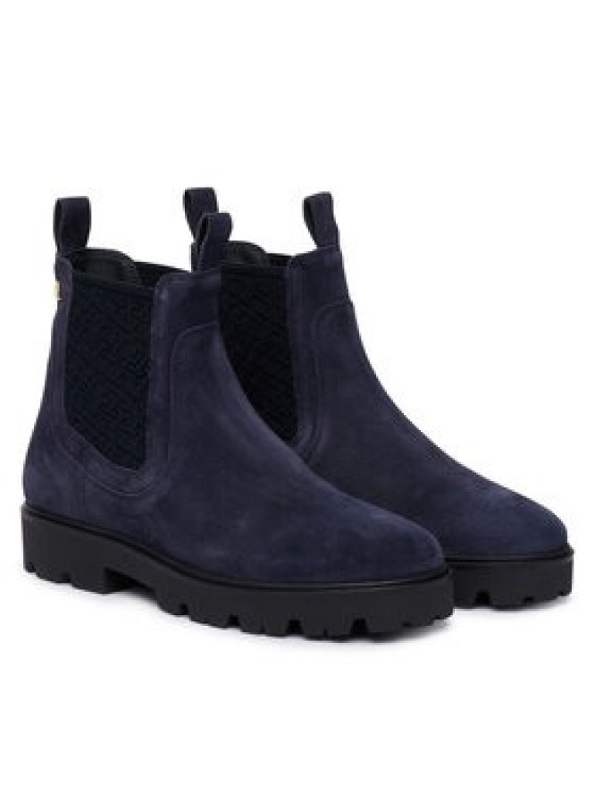 Tommy Hilfiger Sztyblety Th Monogram Suede Chelsea Boot FW0FW09563 Granatowy