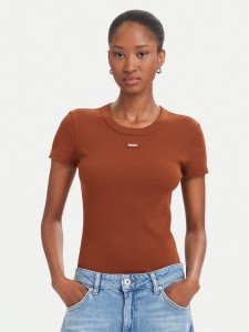 HUGO T-Shirt Easy 50523924 Brązowy Slim Fit