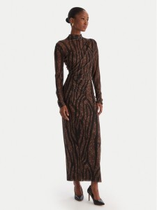 ACCESS FASHION Sukienka koktajlowa 54-3352-0006 Brązowy Slim Fit