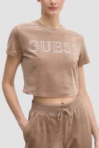 GUESS Brązowy top damski Couture Tee, Rozmiar L