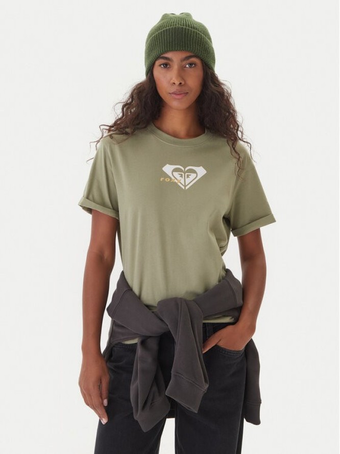 Roxy T-Shirt Oceanregular ERJZT06078 Zielony Regular Fit