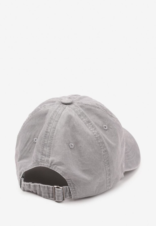 Szara Czapka z Daszkiem w Bawełny Zdobiona Napisem w Stylu Haftu Reioni