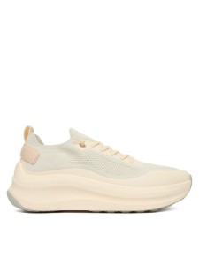 Calvin Klein Sneakersy Chunky Runner Lace Up Sock Knit YW0YW02033 Écru