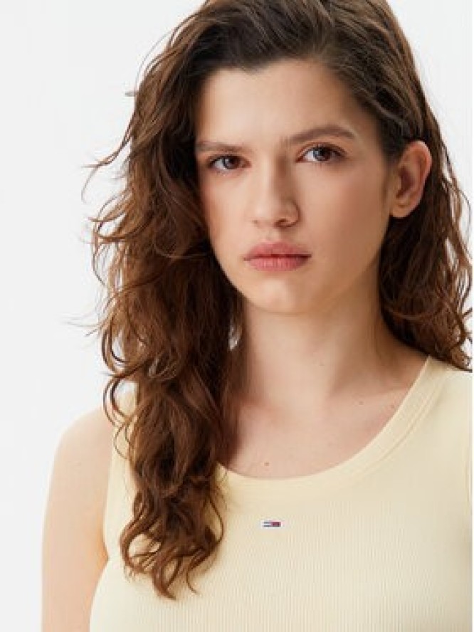 Tommy Jeans Top Essential DW0DW20673 Żółty Slim Fit
