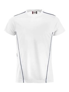 clique Ice Sport-T koszulka z poliestru, zaokrąglony tył – White/Navy