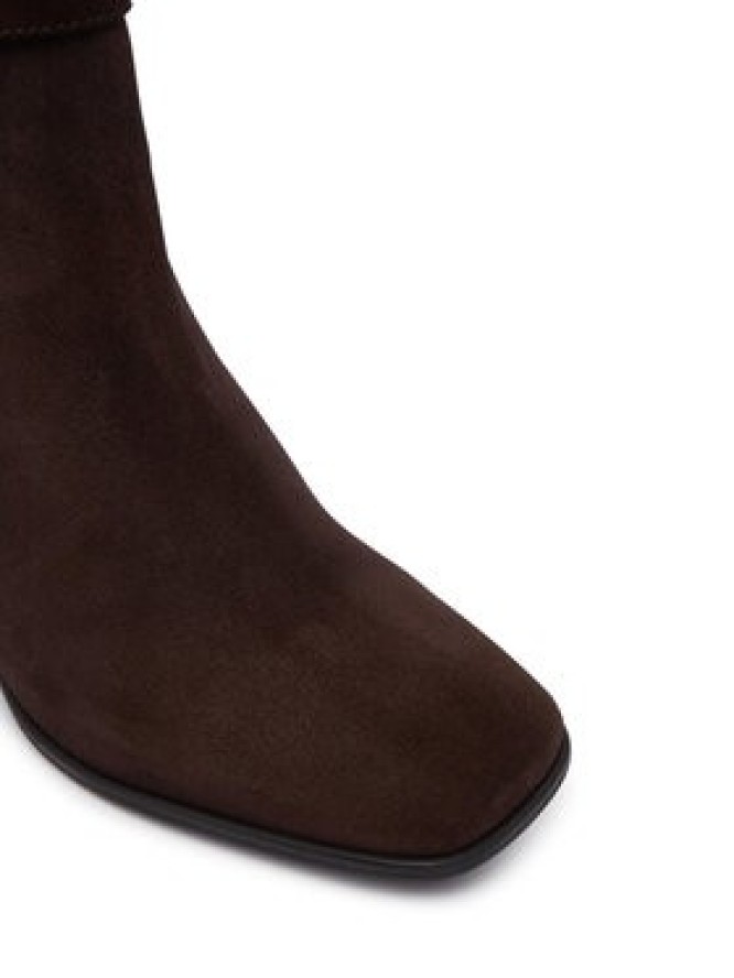 Tommy Hilfiger Botki Th Strap Suede Block Heel Boot FW0FW09521 Brązowy ciemny