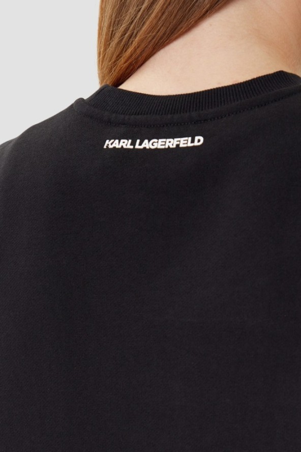 KARL LAGERFELD Bluza czarna damska z cyrkoniami Ikon RS, Rozmiar M