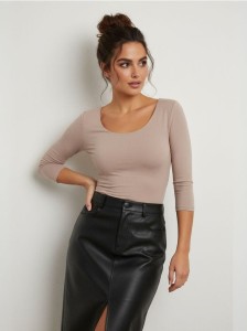 Bluzka z rękawem 3/4 - kremowy