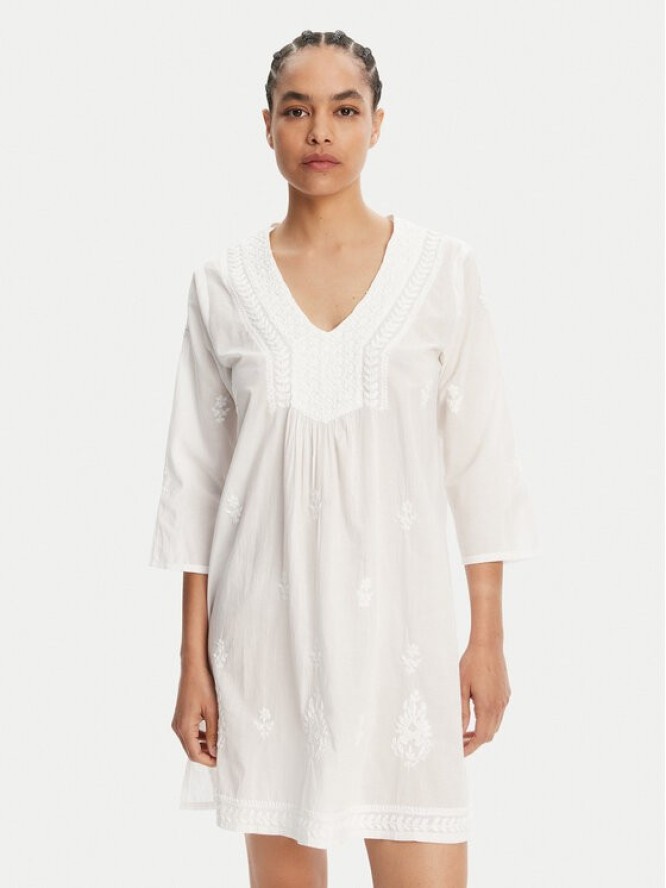 Selmark Sukienka letnia BC198 Biały Relaxed Fit