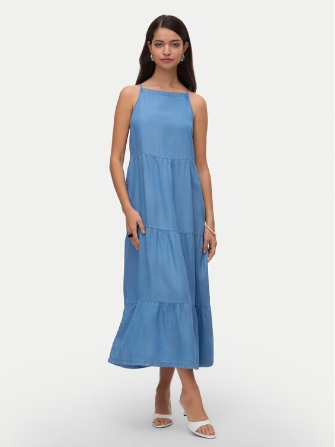 Vero Moda Sukienka letnia Fleur 10326075 Niebieski Loose Fit