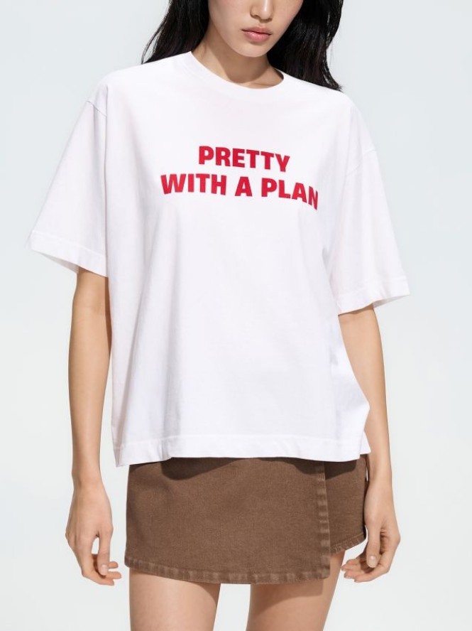 Bawełniany t-shirt z nadrukiem - biały