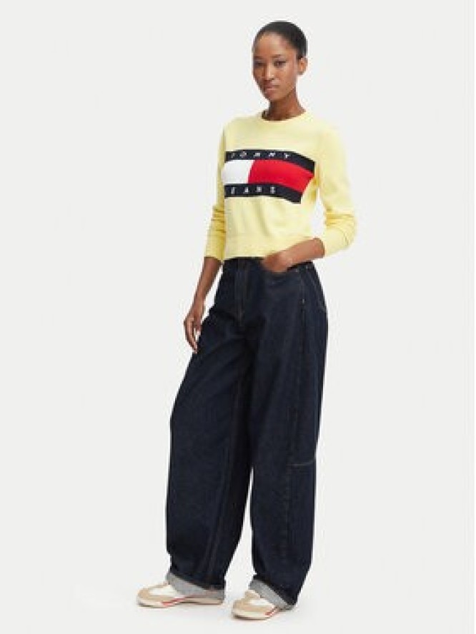 Tommy Jeans Sweter Flag DW0DW22930 Żółty jasny Regular Fit