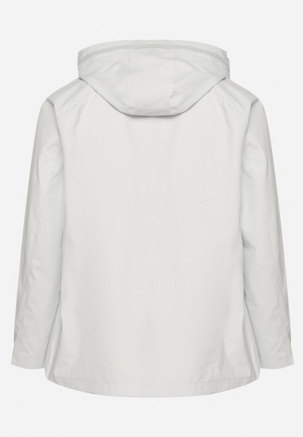 Jasnozielona Kurtka Typu Wiatrówka z Podwijanymi Rękawami i Odpinanym Kapturem Adivlis