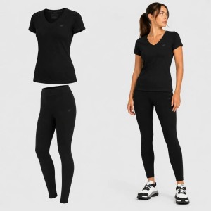 ZESTAW DAMSKI 4F T-SHIRT + LEGGINSY KOMPLET SPORTOWY NA CO DZIEŃ XS SS26