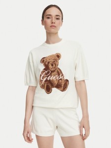 Guess T-Shirt O6BR03 Z1145 Kremowy Regular Fit