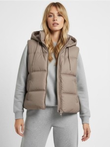 Kamizelka z kapturem - beżowy
