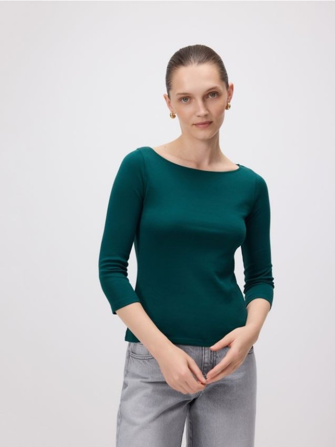 Bawełniany longsleeve - morski