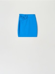 Spódnica mini z wiązaniem - niebieski