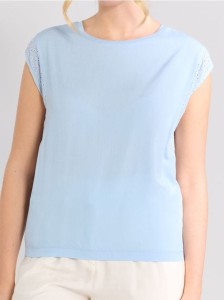 Koszulka z ozdobnymi rękawkami - błękitny