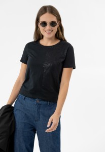 T-shirt z błyszczącą aplikacją T-ASH