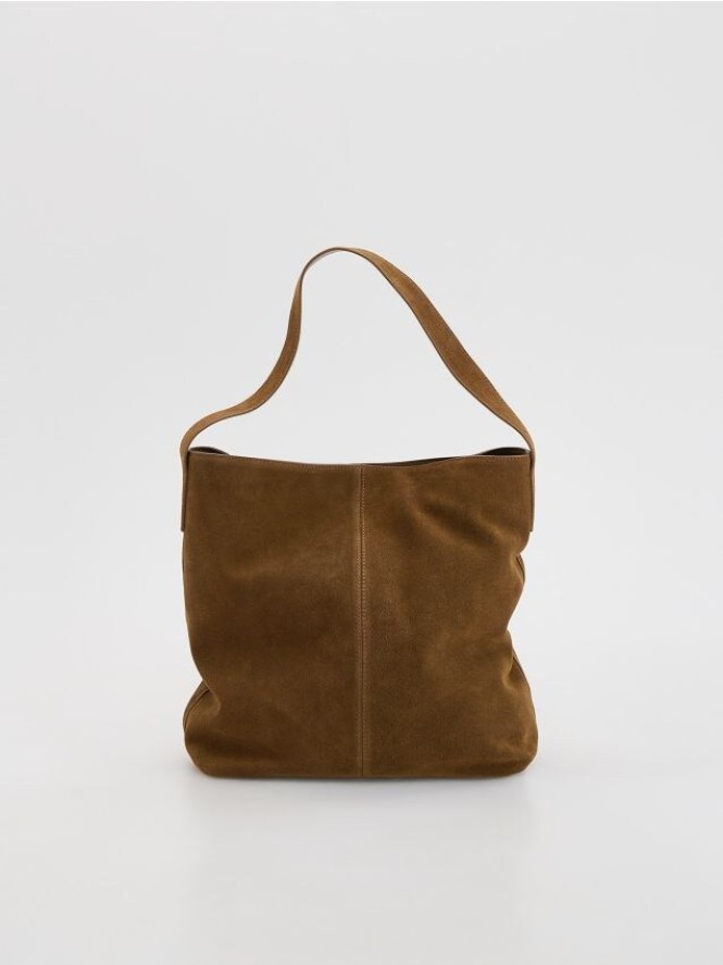 Zamszowa torebka - brązowy