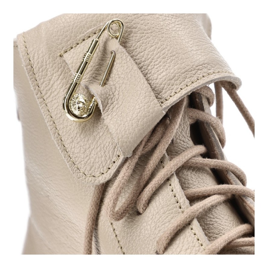 Beżowe Botki Armodo Modne Obuwie Damskie