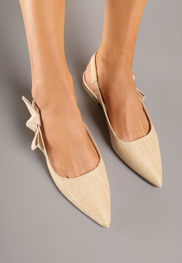 Jasnobeżowe Sandały Slingback z Tweedowymi Zdobieniami Calritis