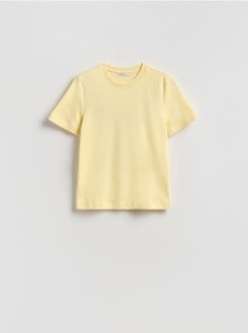 T-shirt z bawełny merceryzowanej - żółty