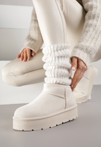 Beżowe Wsuwane Śniegowce z Futerkowym Ociepleniem na Platformie Eslin