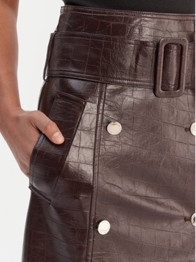 Morgan Spódnica z imitacji skóry 261-JADYNA Brązowy Slim Fit