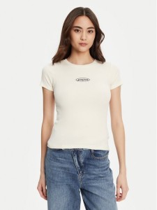 Guess Jeans T-Shirt W5YP37 KA0H1 Écru Slim Fit