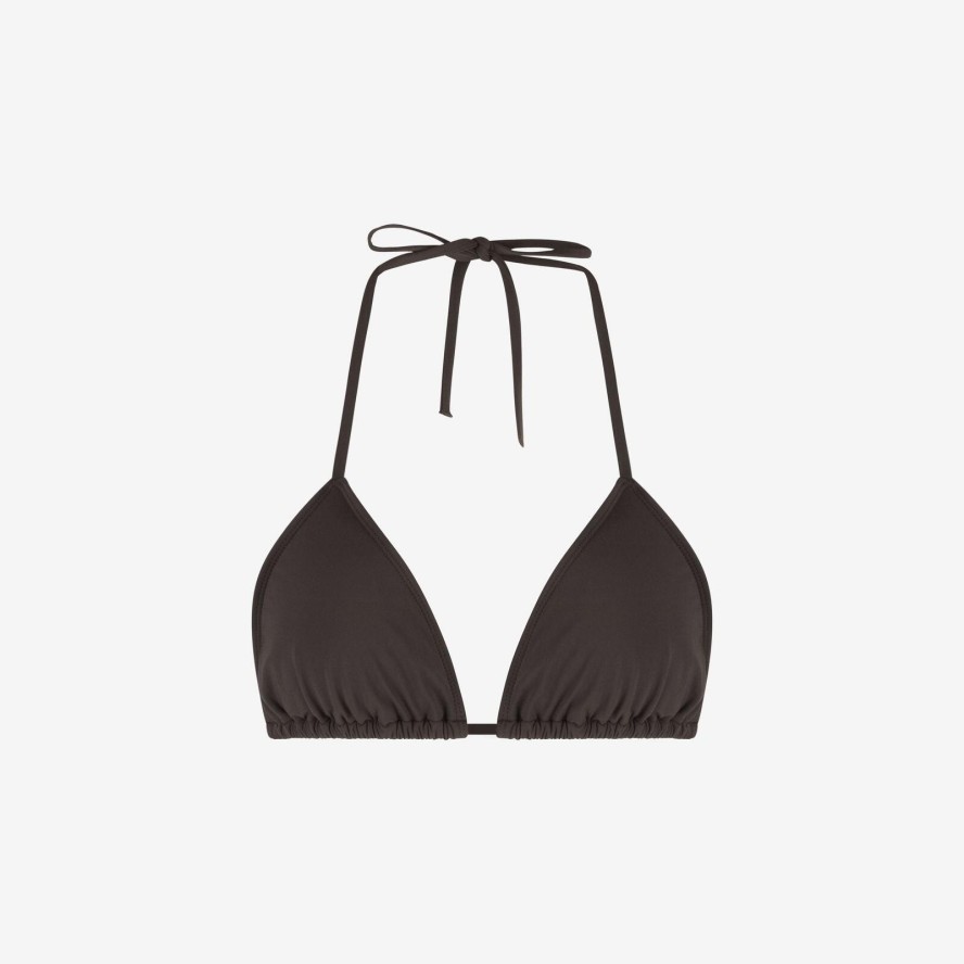 Damski premium bikini top trójkątny do pływania & surfingu - Brązowy