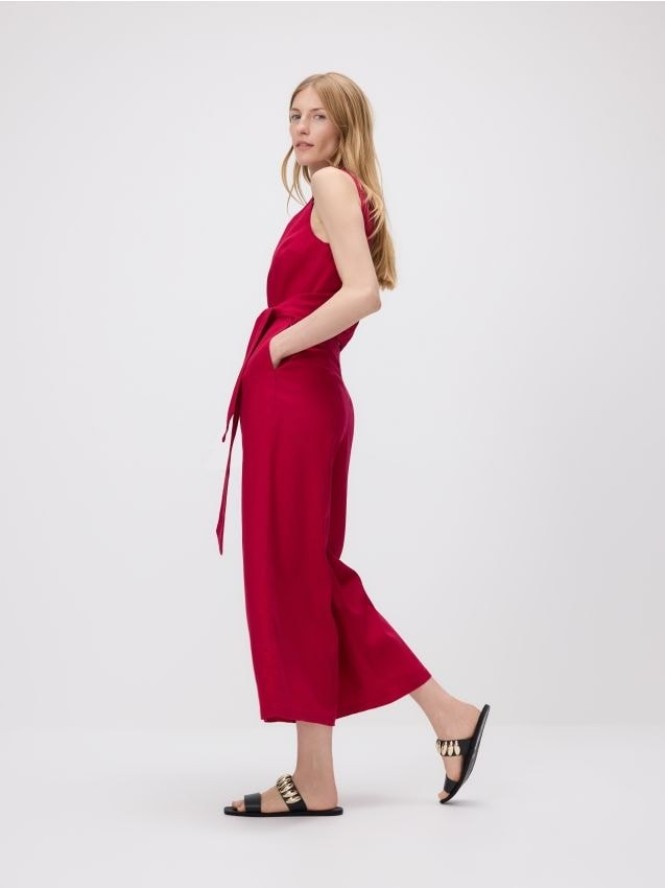 Kombinezon z wiskozą i dodatkiem lnu - fuksja