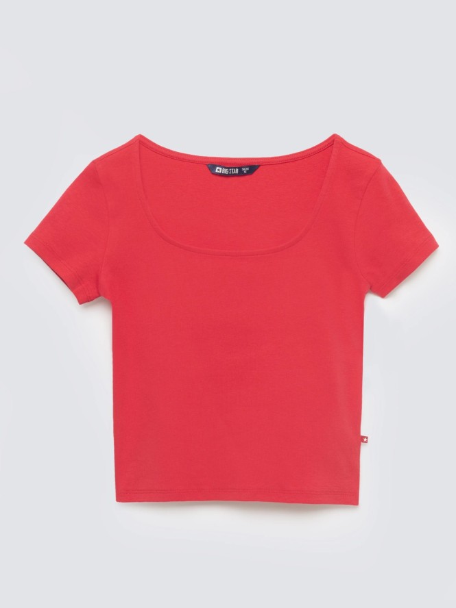 Koszulka damska slim z dekoltem caro czerwona Missa 603