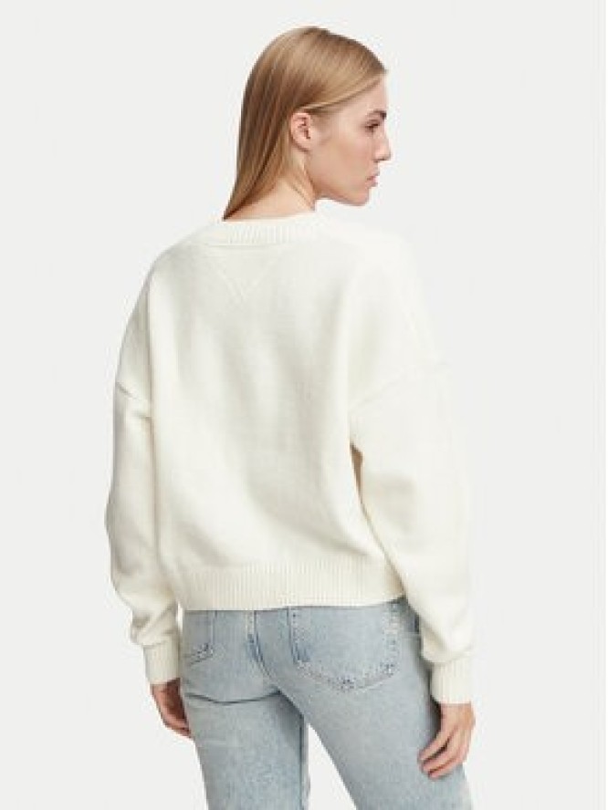 Tommy Jeans Kardigan Fluffy Badge DW0DW23830 Biały Regular Fit