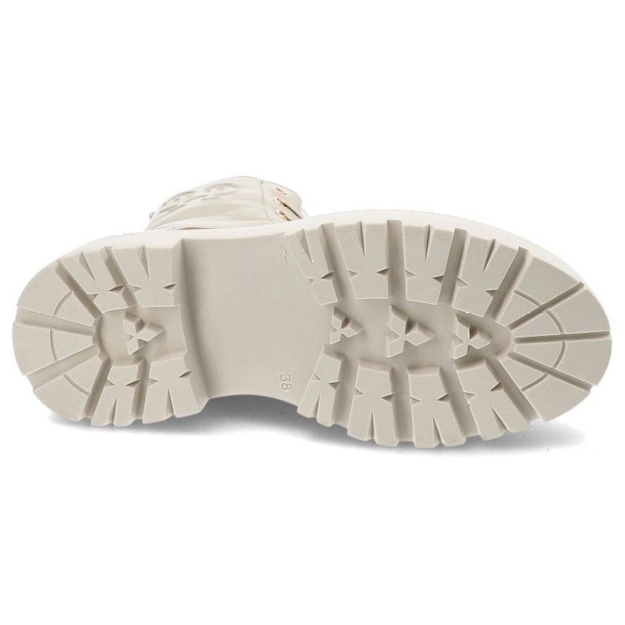 Beżowe Botki Chebello Obuwie Damskie Ze Skóry Naturalnej