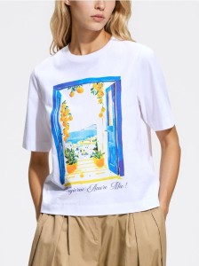 Bawełniany t-shirt z nadrukiem - biały