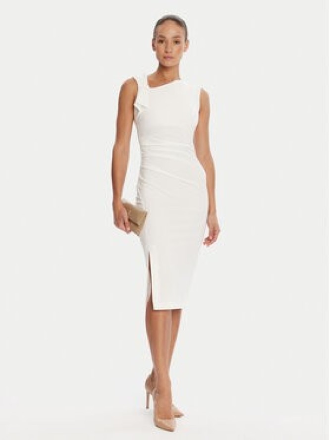 Rinascimento Sukienka koktajlowa CFC0125330003 Biały Slim Fit