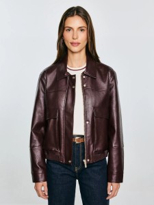 Kurtka damska ze skóry ekologicznej bordowa Britni 604